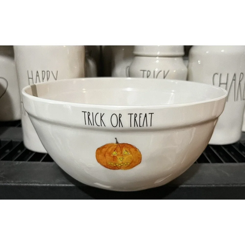 Rae Dunn Trick Or Treat Halloween Pumpkin Melamine Bowl New Jack-O-Lantern
